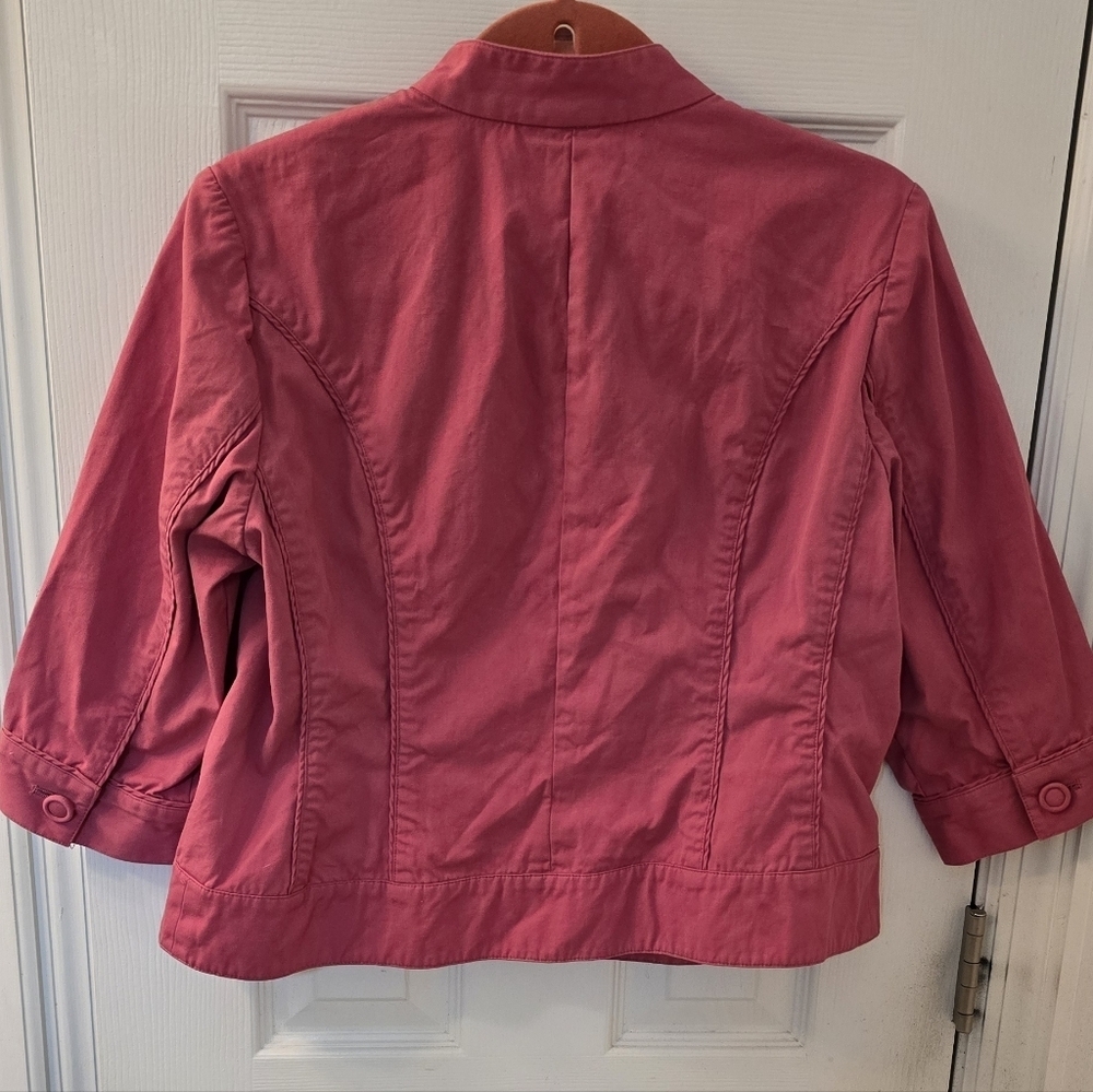 Coldwater Creek Vibrant Pink Cropped Jacket With Front Pockets, Size 12P - Picture 5 of 7